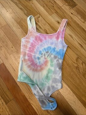 Abercrombie & Fitch Pastel Tie-Dye Spiral Ribbed Tank Bodysuit
